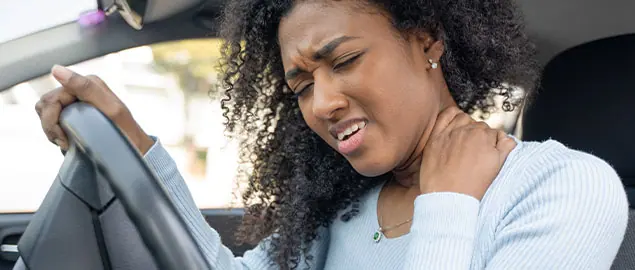 patient with whiplash needing auto accident chiropractor in La Verne
